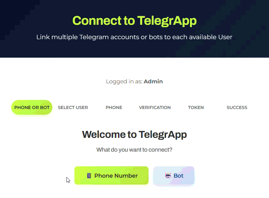 TelegrApp Connect form in GoHighLevel, to sync Telegram with it.